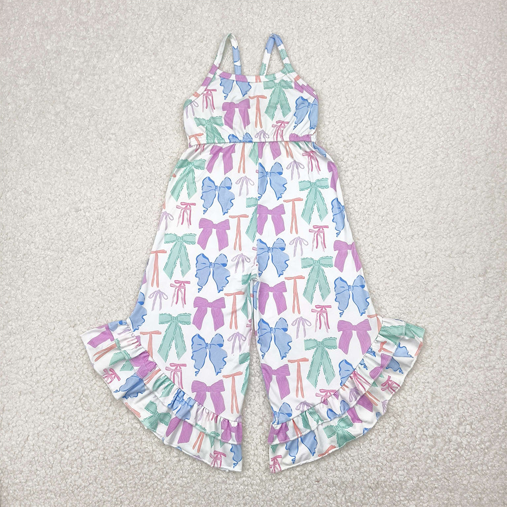 RTS NO MOQ Summer Baby Girls Bodysuit SR2847 Coquette Bows Ruffle Colorful Straps Jumpsuits