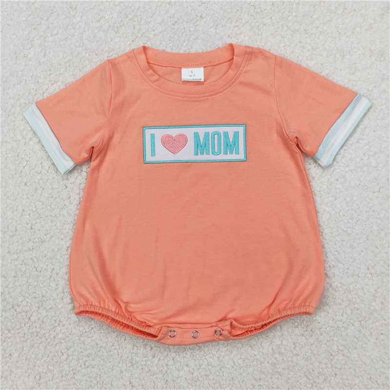 RTS NO MOQ Summer Sibling Baby Boys I LOVE MOM Rompers Summer Outfits