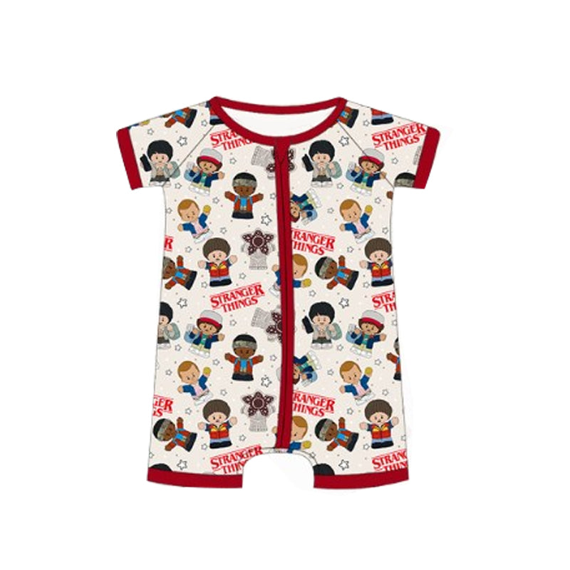 4.10 SR2990 Baby Infant Boys Red Short Sleeves Stranger Things Zipper Rompers Pre order