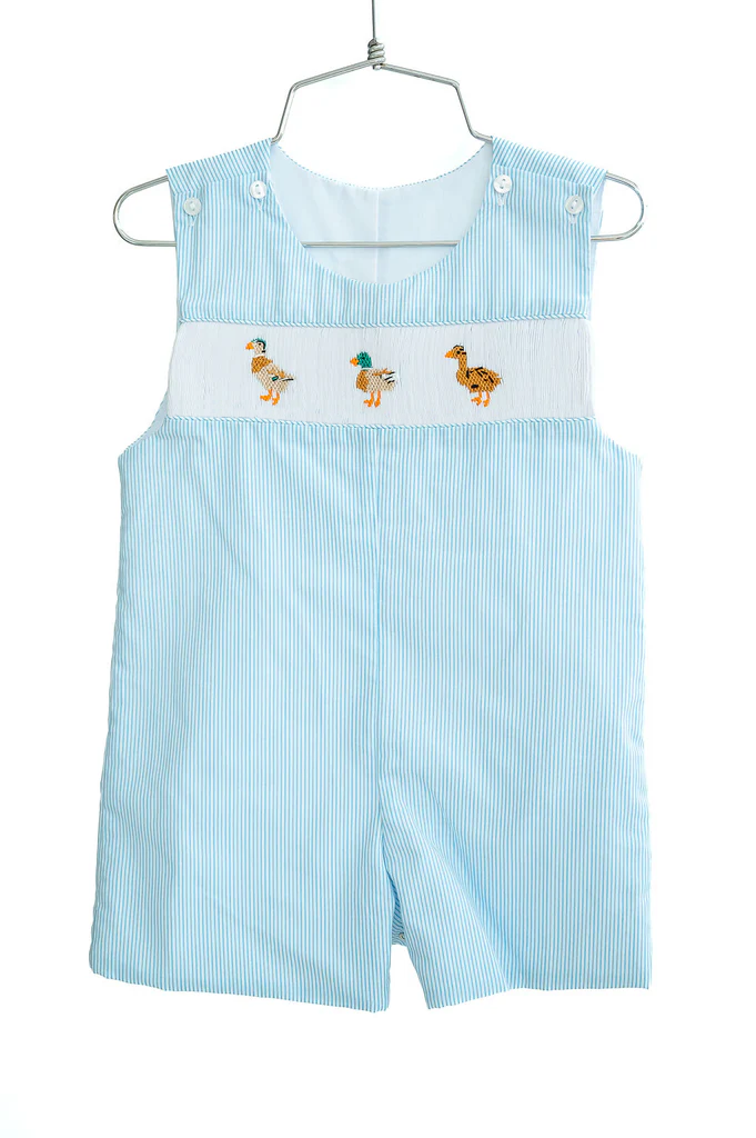 4.10 SR2991 Baby Infant Boys Blue Stripe Sleeveless Ducks Button Rompers Pre order