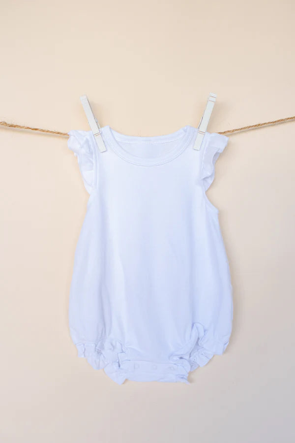 4.10 SR2995 Baby Infant Girls Light Blue Flutter Sleeves Ruffle Rompers Pre order
