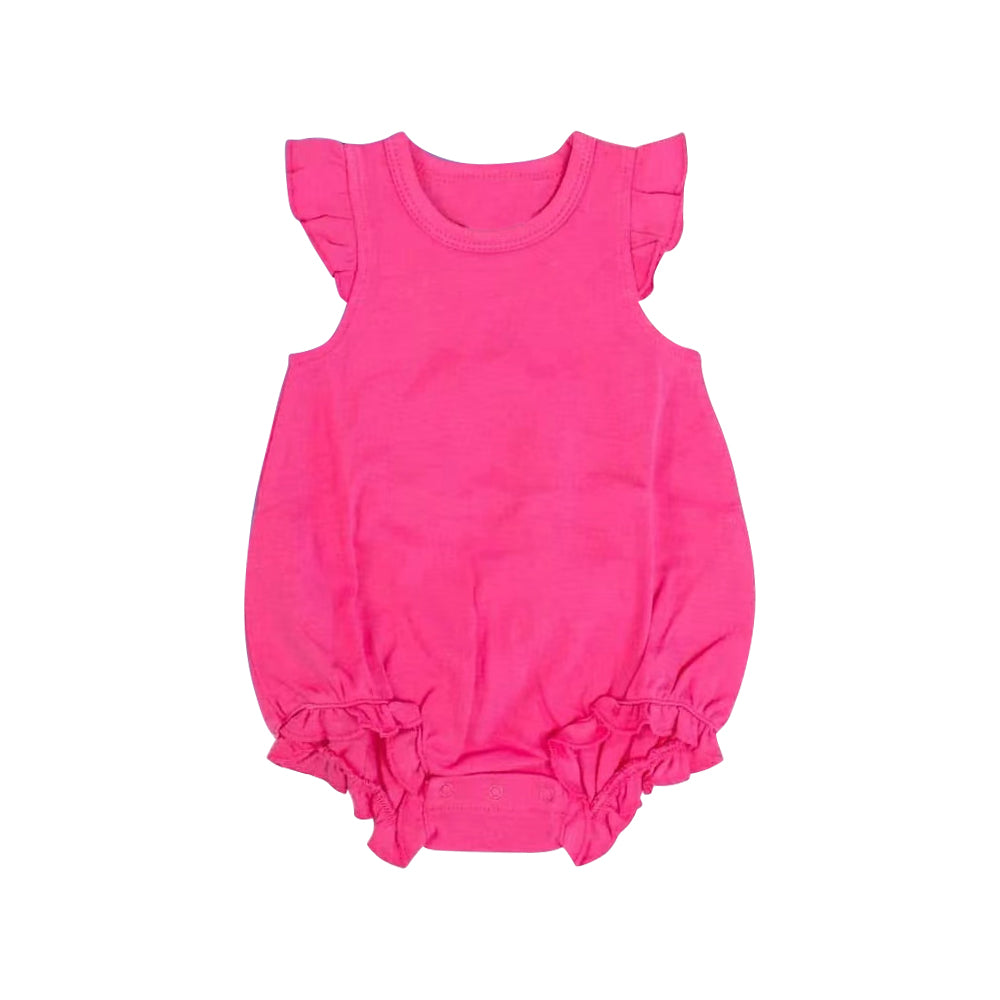 4.10 SR2999 Baby Infant Girls Hot Pink Flutter Sleeves Ruffle Rompers Pre order