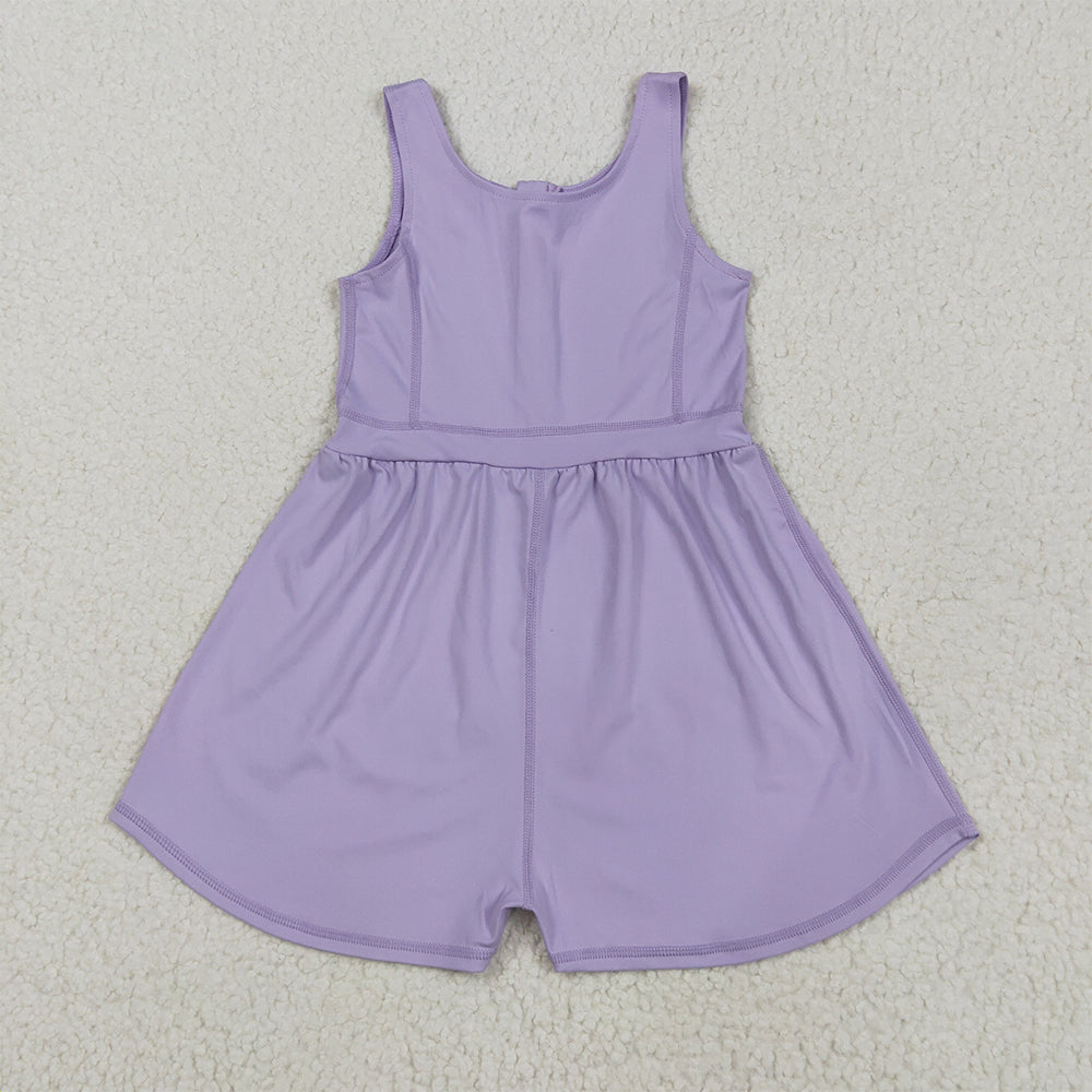 5.29 RTS NO MOQ Baby Girls Summer Bodysuit SR3020 Lavender Sleeveless Yoga Jumpsuits
