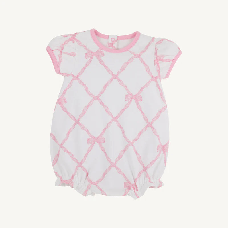 4.7 SR3027 Baby Girls Short Ruffle Sleeves Peach Bows Plaid Ruffle Rompers Pre order