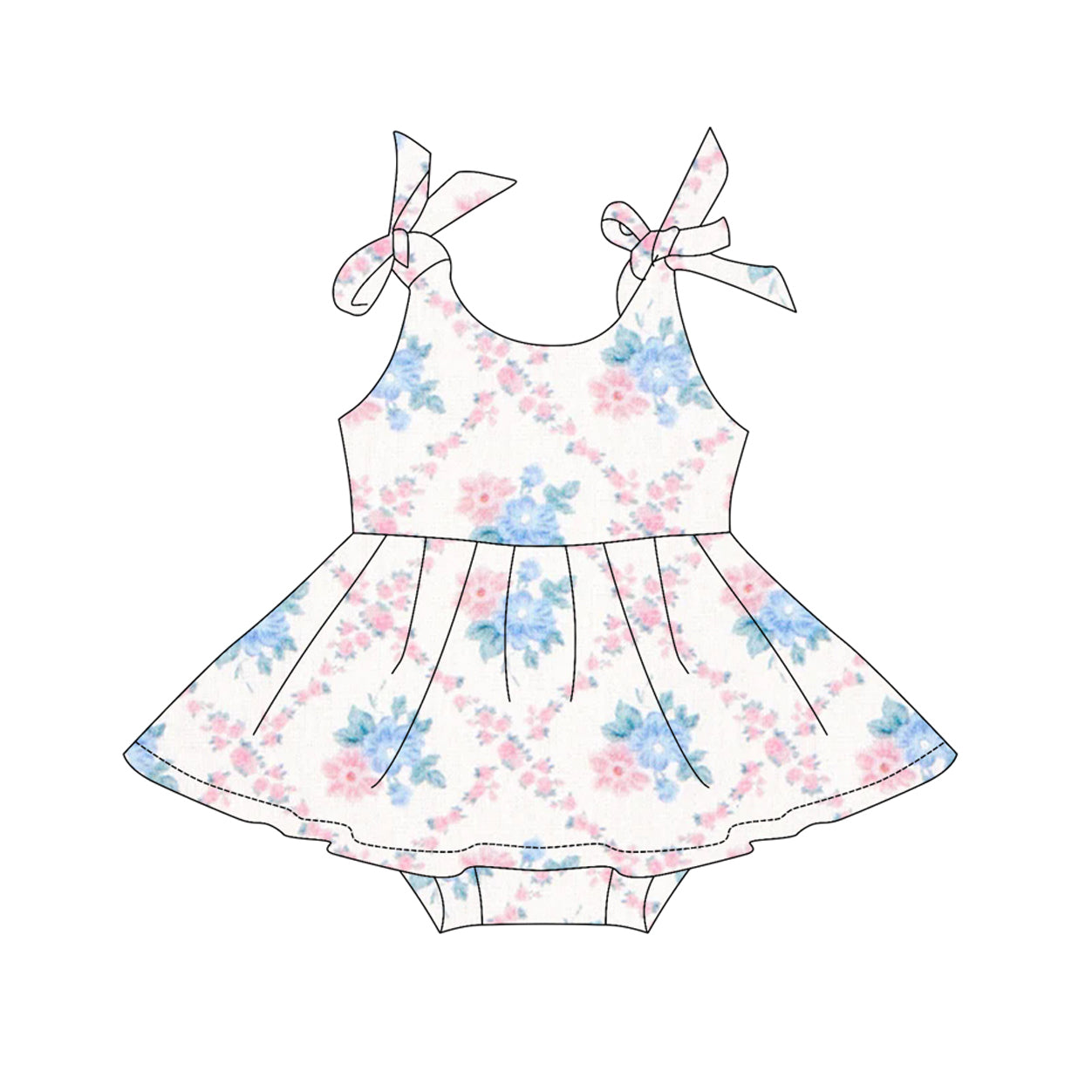4.7 SR3047 Baby Girls Strap Pink Floral Plaid Skort Ruffle Rompers Pre order