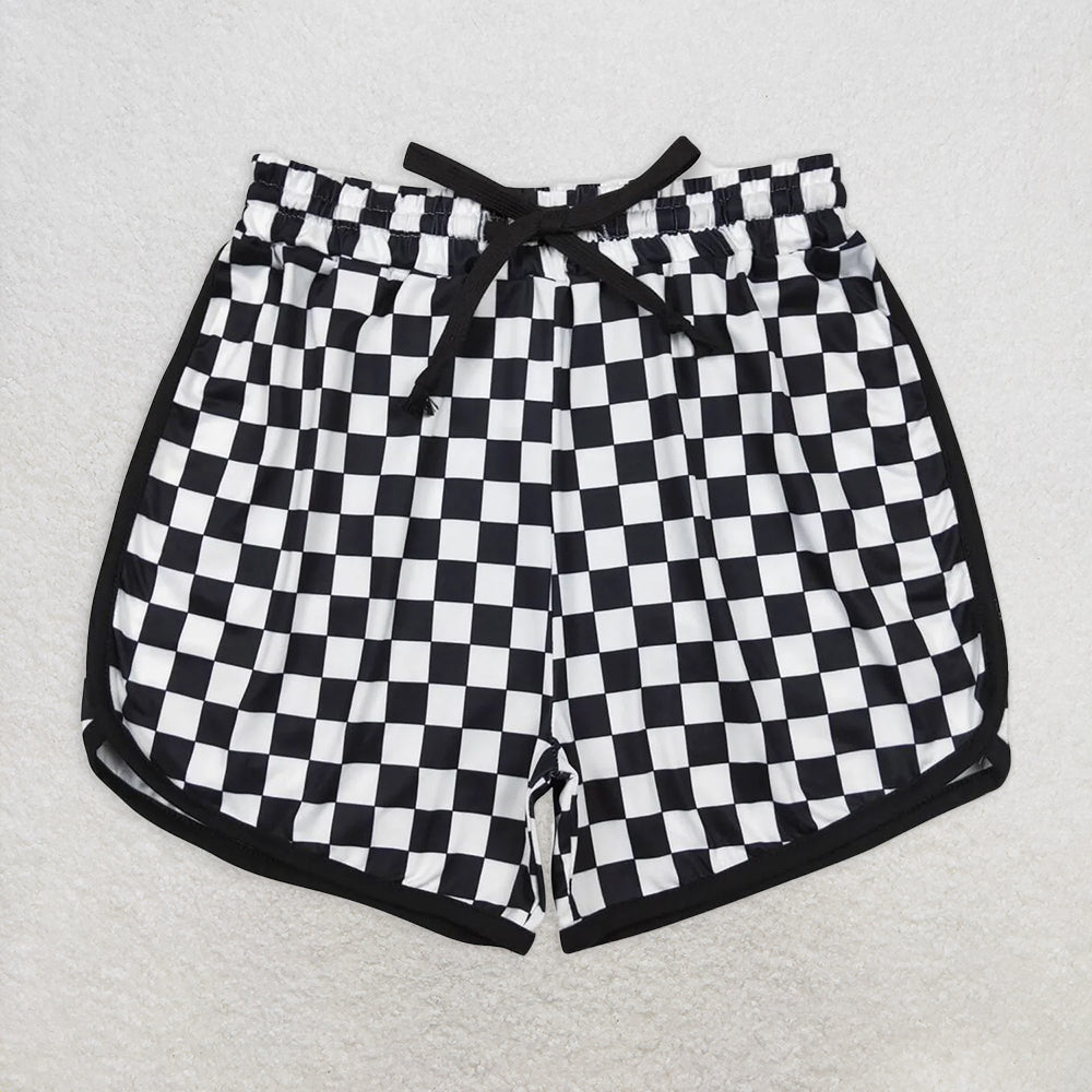 RTS NO MOQ Adult Women Summer Pants SS0279 Black Checkered Shorts Bottoms