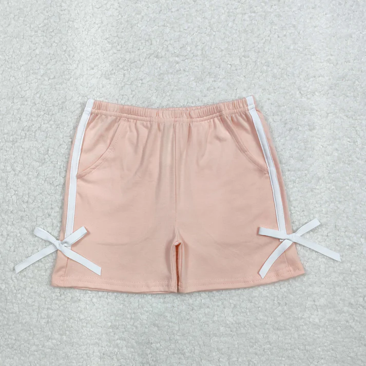 RTS NO MOQ Summer Sibling Baby Girls 4 Colors Cotton Button Shorts Bottoms