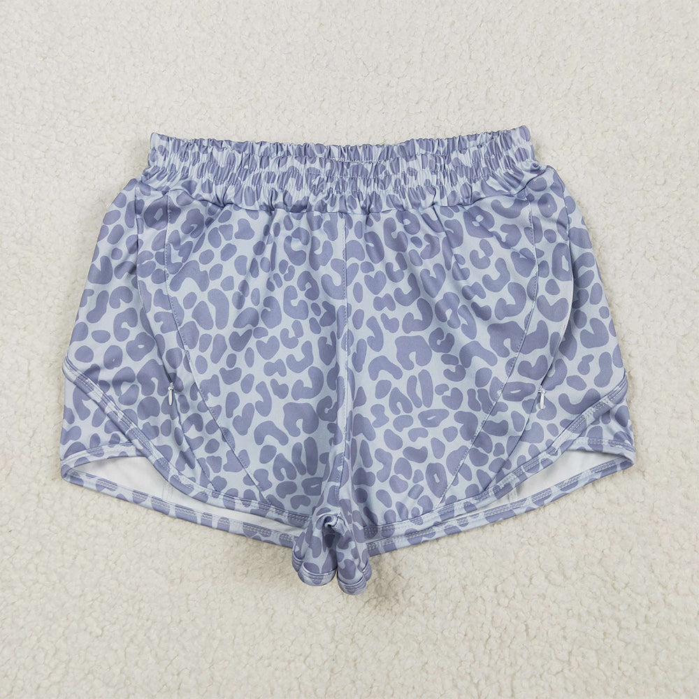 5.15 RTS NO MOQ Adult Women Summer Pants SS0468 Gray Leopard Yoga Shorts