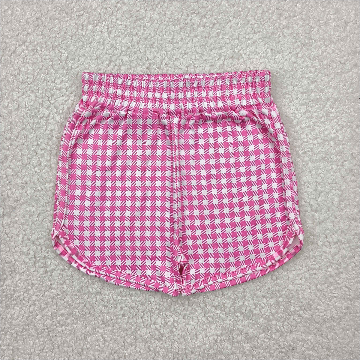 RTS NO MOQ Baby Girls Summer Pants SS0472 Pink Plaid Sport Shorts Bottoms