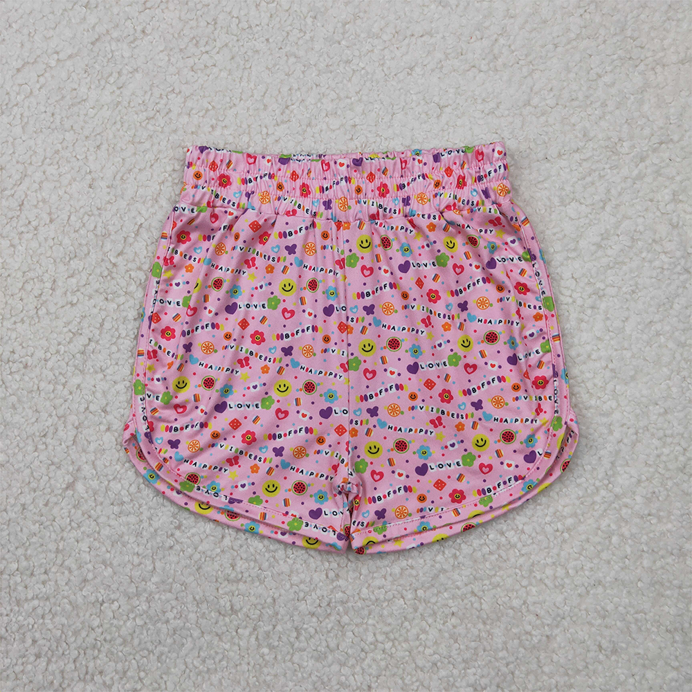 RTS NO MOQ Baby Girls Summer Pants SS0484 Pink Floral Hearts Shorts Bottoms