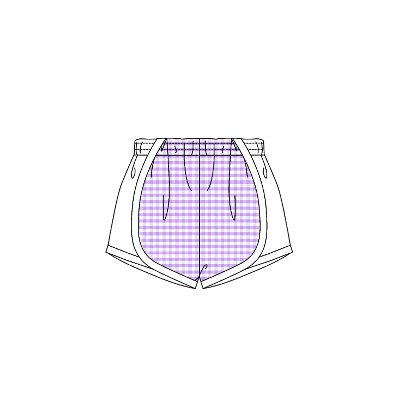 4.14 SS0495 Baby Girls White Lavender Plaid Shorts Bottoms Pre order