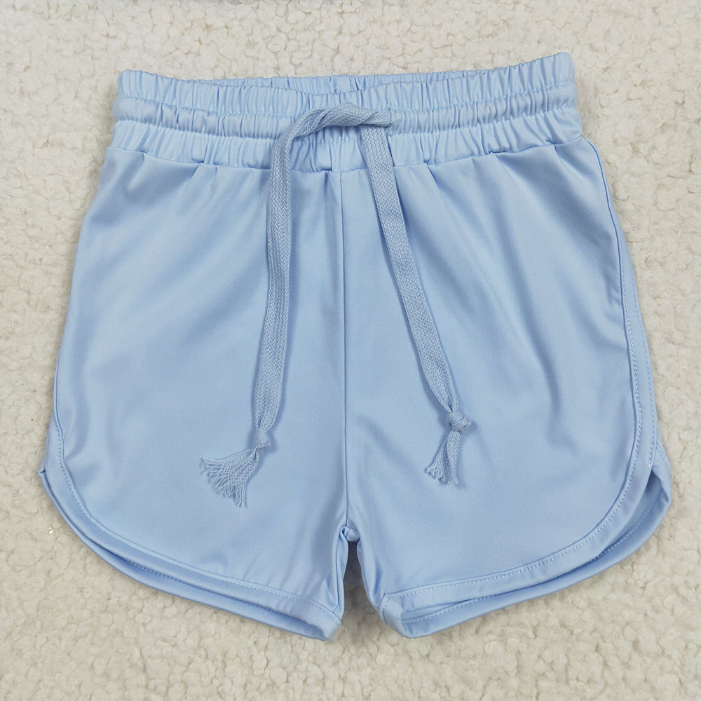 5.14 RTS NO MOQ Baby Girls Summer Pants SS0505 Light Blue Elastic Yoga Shorts Bottoms