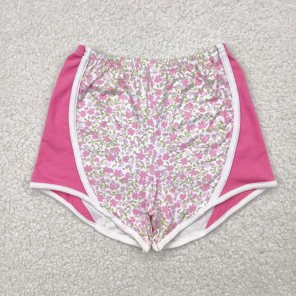 RTS NO MOQ Baby Girls Summer Pants SS0523 Pink Floral Patchwork Strawberry Shorts Bottoms