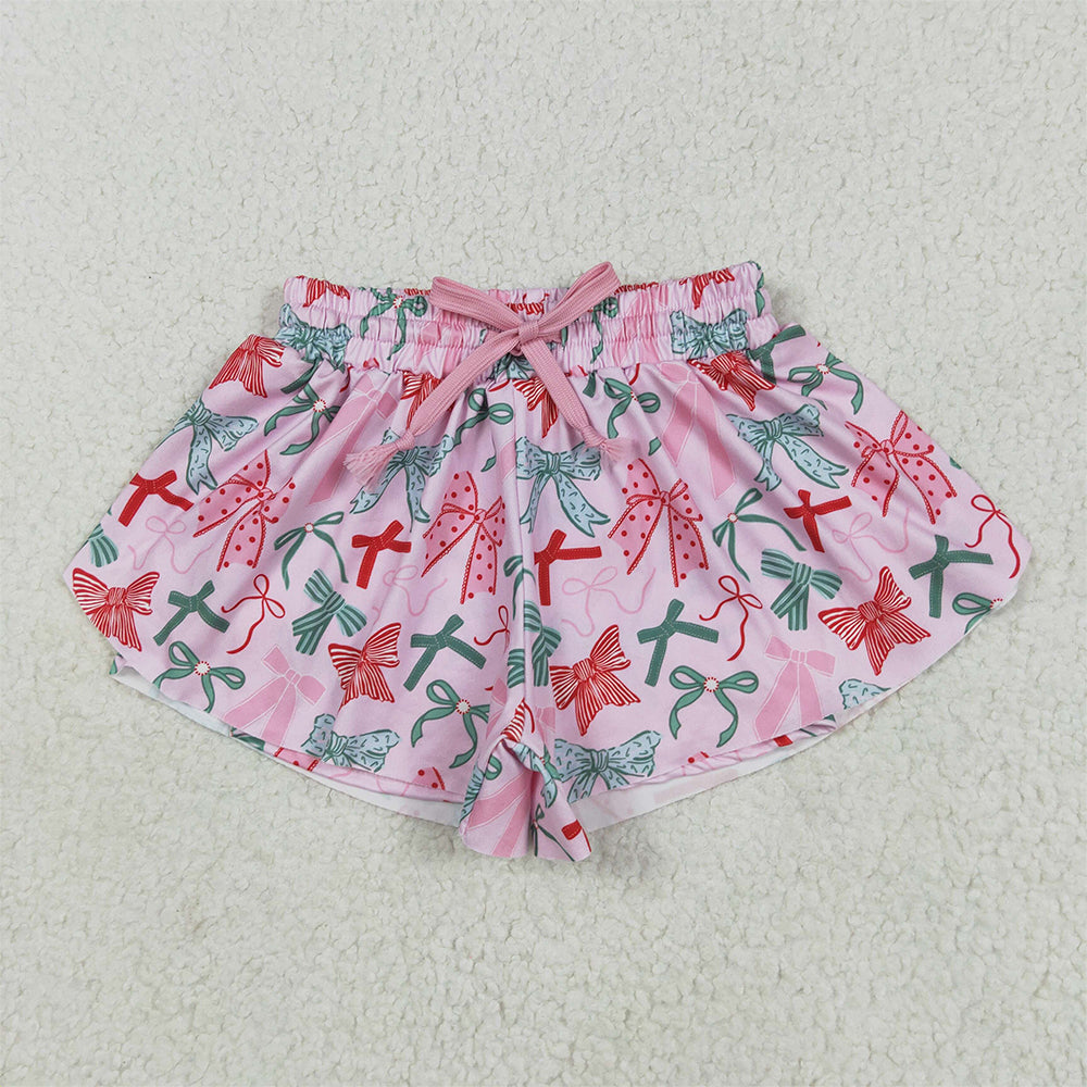 5.29 RTS NO MOQ Baby Girls Summer Pants SS0578 Pink Green Bows Shorts Bottoms