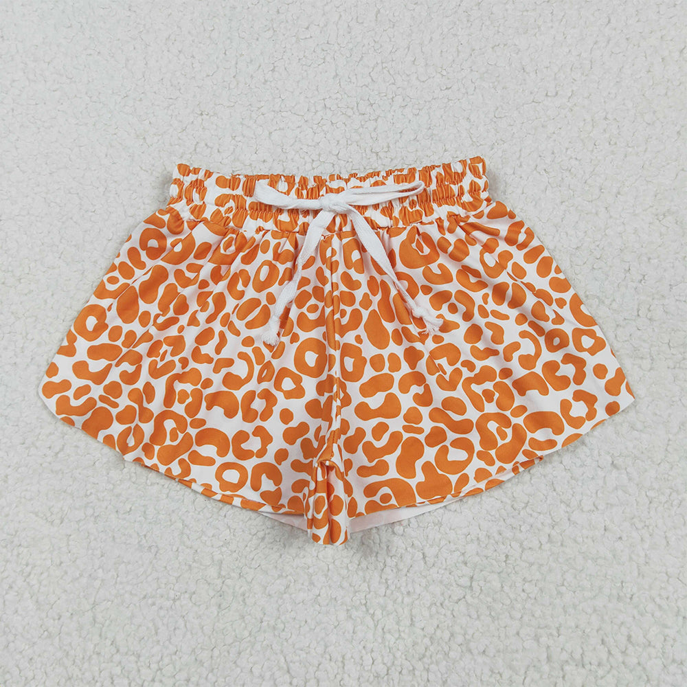 5.29 RTS NO MOQ Baby Girls Summer Pants SS0584 Orange Leopard Shorts Bottoms