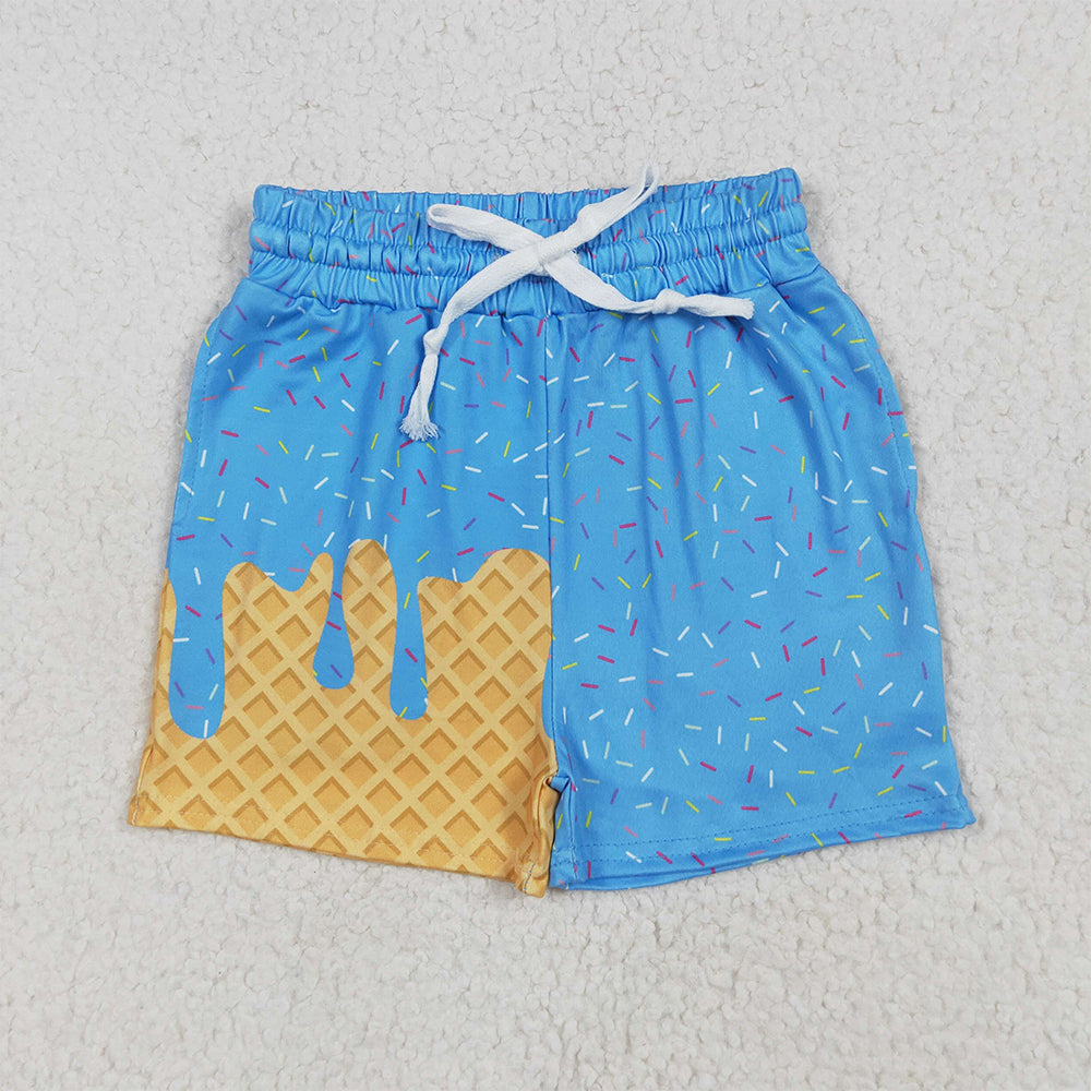 7.4 RTS NO MOQ Baby Girls Summer Pants SS0619 Blue Ice Cream Drip Summer Shorts Bottoms