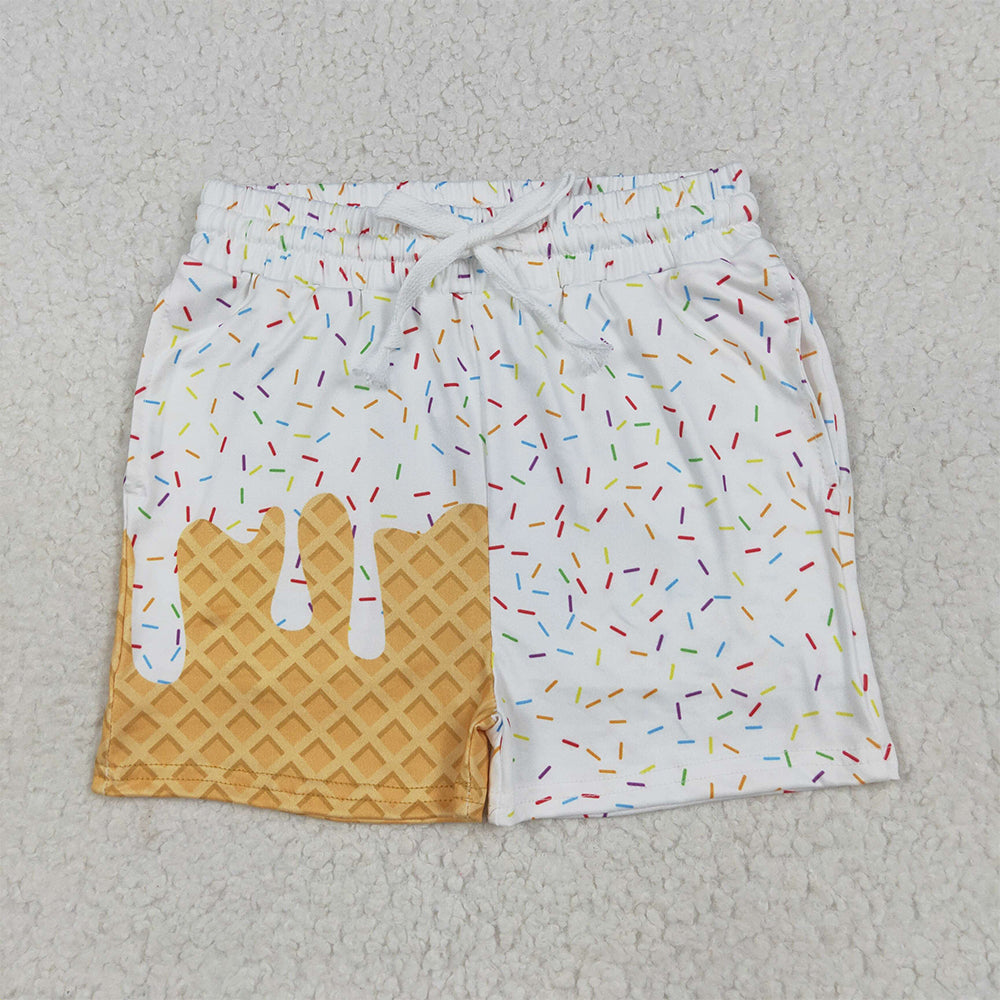 7.8 RTS NO MOQ Baby Girls Summer Pants SS0625 White Ice Cream Drip Summer Shorts Bottoms
