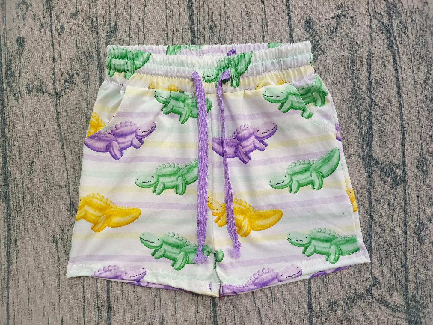 RTS Baby Boy Kids Crocodiles Mardi Gras Pockets Shorts