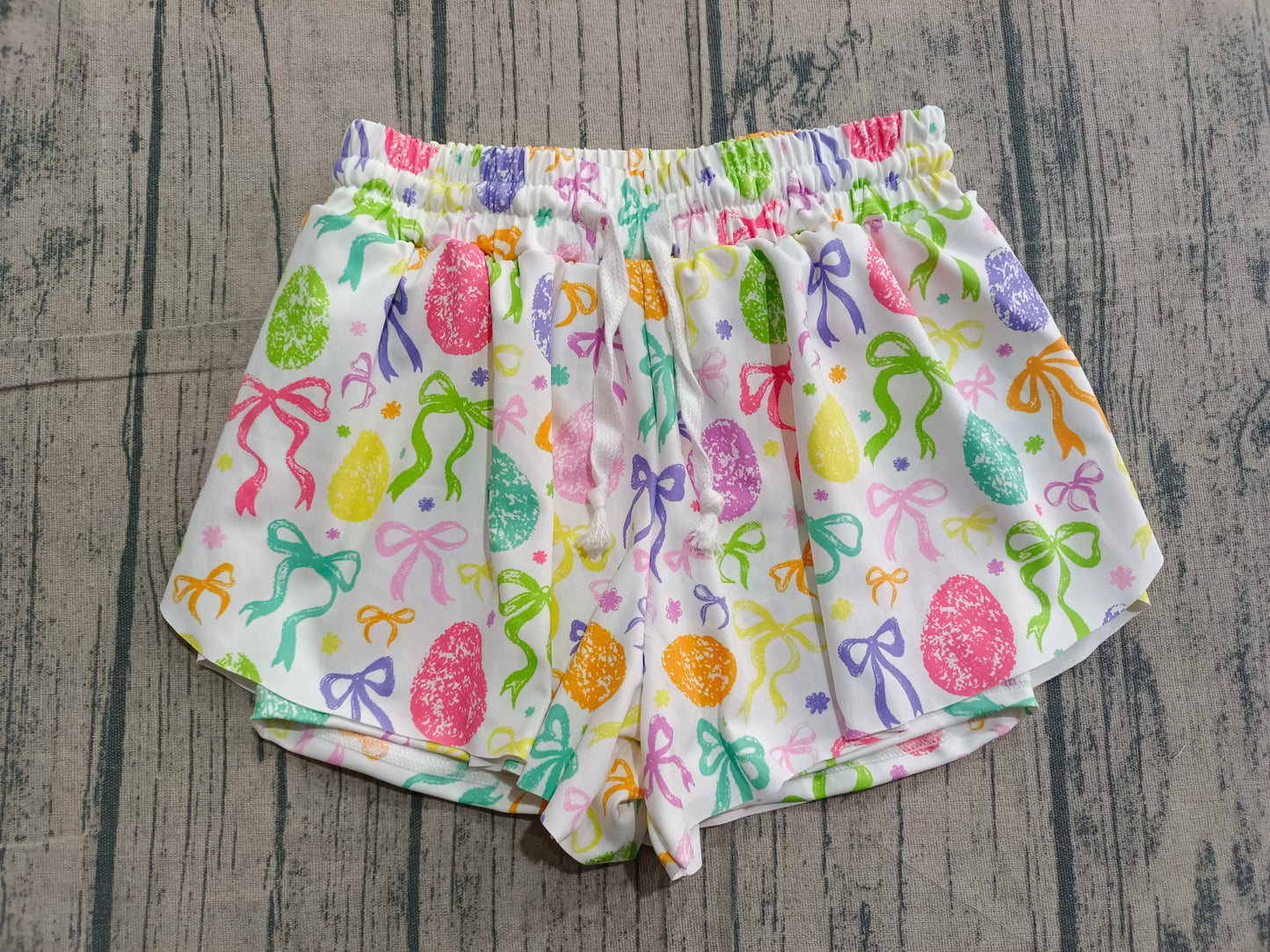 ( No moq ) Prorder Baby Girls Eggs Bows Easter Yoga Active Ruffle Shorts Bottom