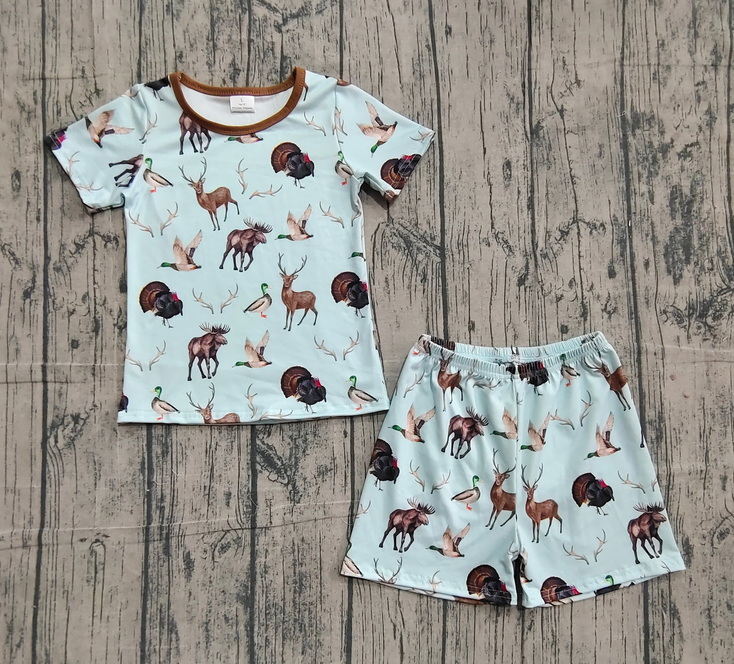RTS Baby Girls Kids Short Sleeves Deer Ducks turkey Shirt Shorts Hunting Pajamas Set