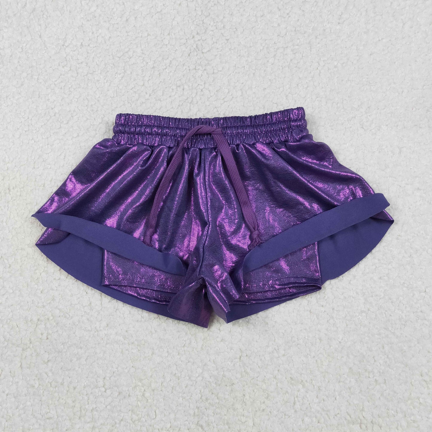 RTS Sibling Baby Girls Kids Purple Yellow Leather Shorts Bottoms