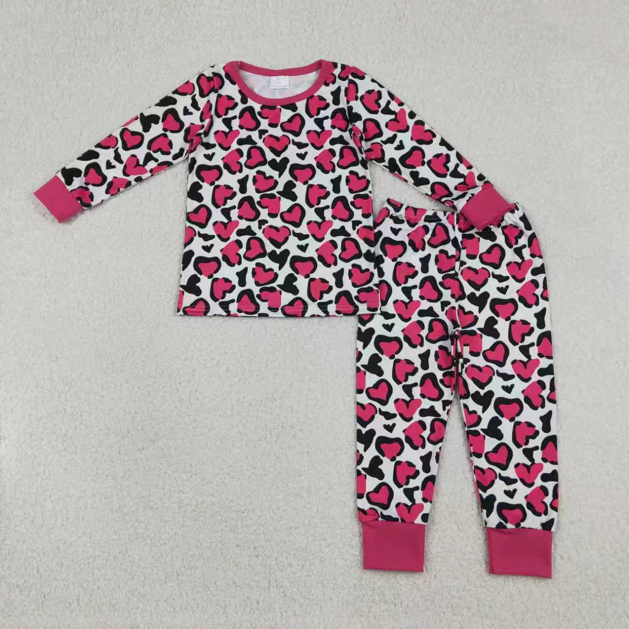 RTS Sibling Baby Girls Adult Women Hearts Leopard Shirts Pants Valentines Pajamas Mommy and Me Sets