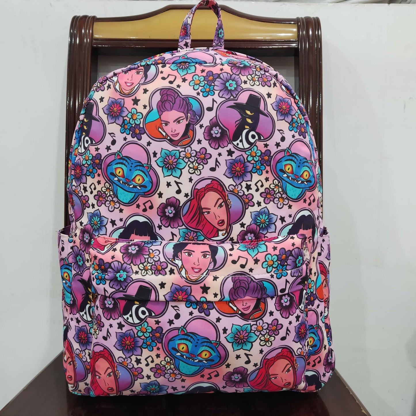 RTS Baby Girls Kids Singer Flower Zipper Backpack School Purple Bag