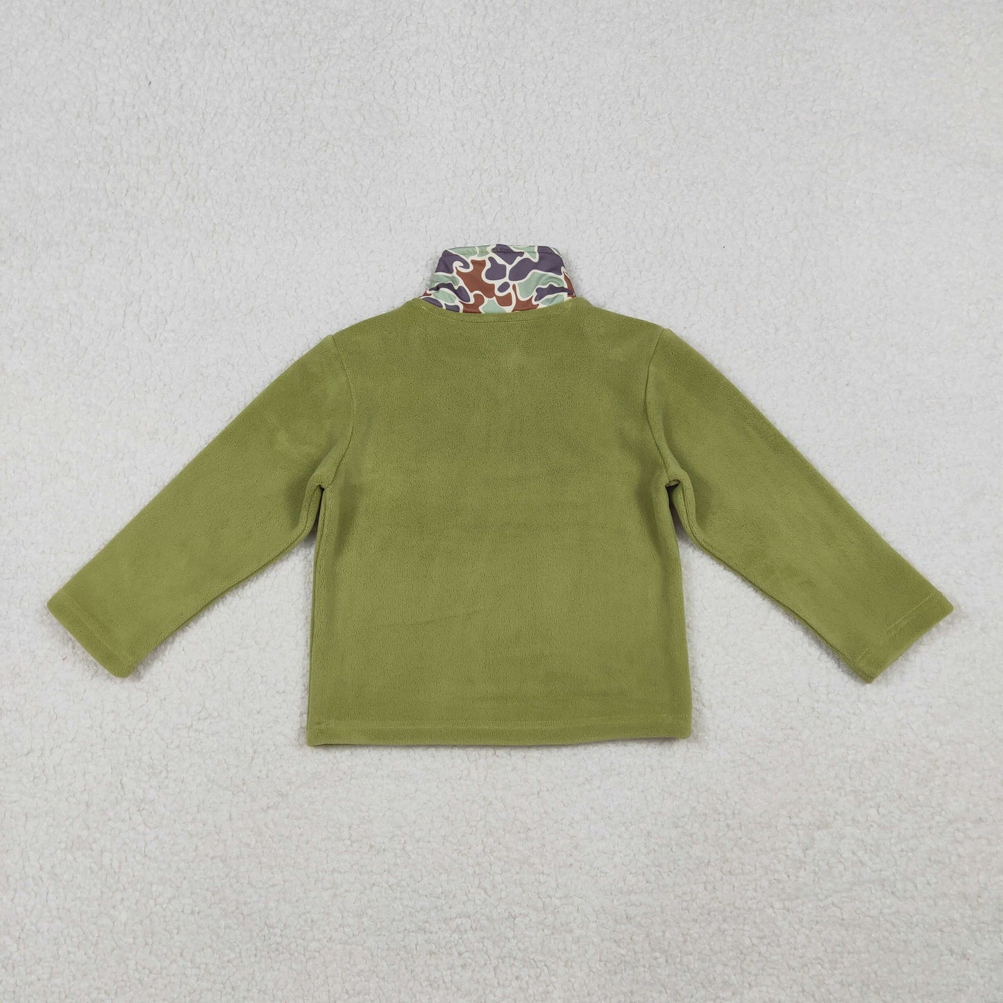 RTS Baby Boy Green Long Sleeves Camo Zipper Fleece Pullover Shirt Tops