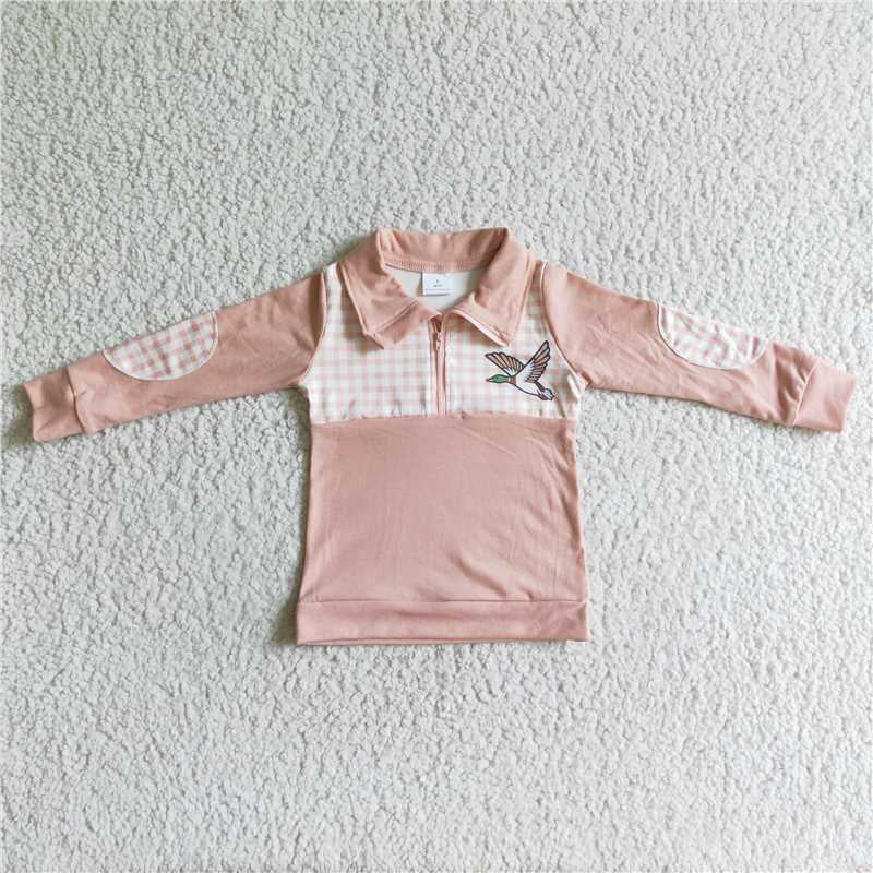 8.8 RTS NO MOQ Baby Boys Long Sleeve BT0034 Plaid bird fall duck pullover shirts tops
