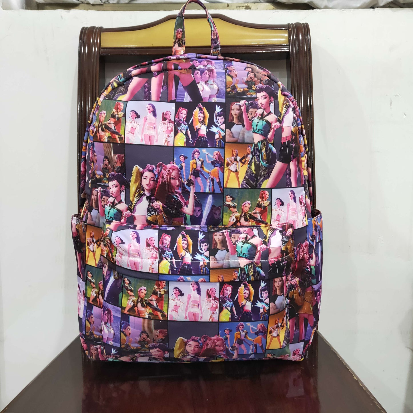 Baby Girls Kids Singer Plaid Zipper Backpack School Purple Bag RTS