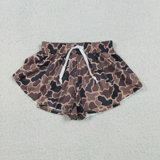 RTS Baby Girls Brown Camo Yoga Southern Shorts Bottoms