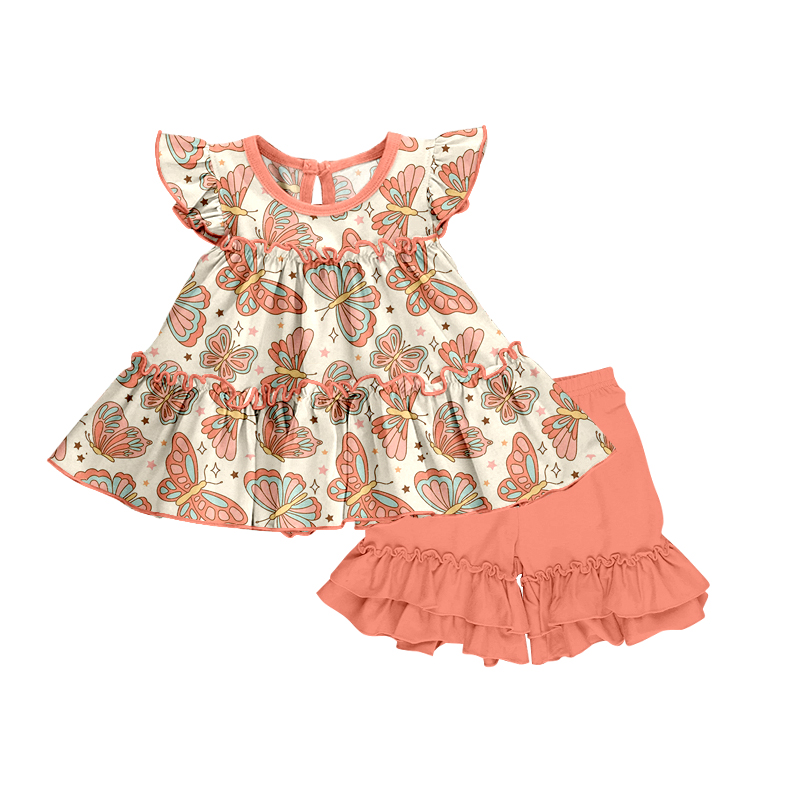 GSSO1076 Girl Solid Color Shorts Set