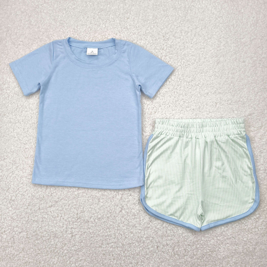 RTS NO MOQ Summer Sibling Baby Girls Boys Short Sleeves Top Stripe Short Sets