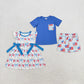 RTS NO MOQ Summer Sibling Boys Baby Girls 4th of July Flags Pocket Shirts Shorts Outfits Knee Length Dresses