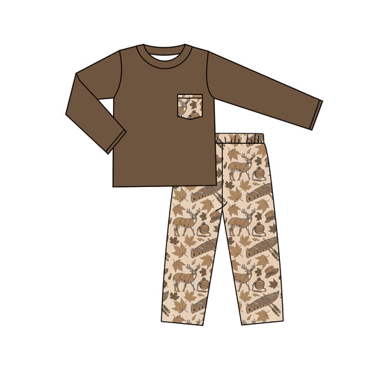 MOQ:5  Brown Long Sleeve Wholesale Boutique Kid Clothing