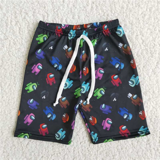 6.2 RTS NO MOQ Baby Boys Summer Pants E12-29 Black Game Print Trunk Swimsuits