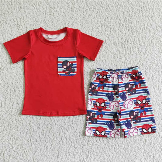 8.12 RTS NO MOQ Baby Boys kids Summer Sets BSSO0062 Pocket cartoon shorts summer sets
