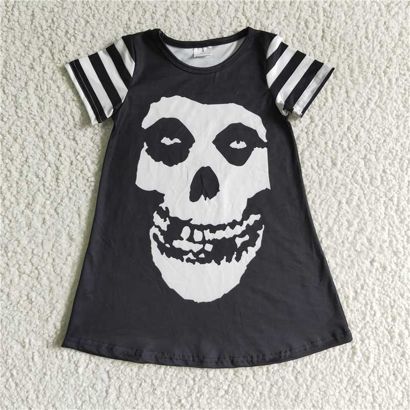 8.5 RTS NO MOQ Summer Baby Girls Dresses GSD0137 Halloween Black short sleeve dresses