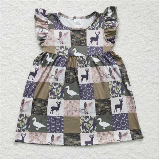 8.5 RTS NO MOQ Summer Baby Girls Dresses GSD0152 Flutter Sleeve Hunting Pearl Dresses