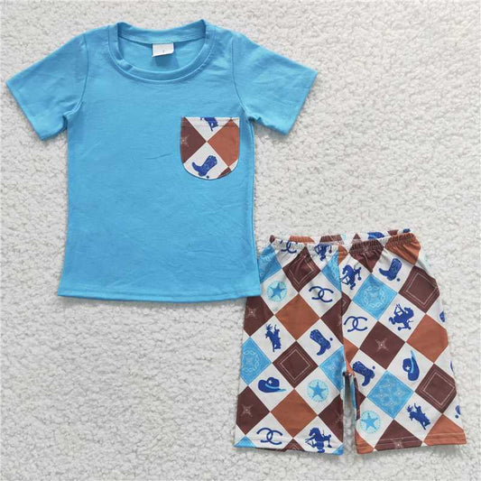 8.9 RTS NO MOQ Baby Boys kids Summer Sets BSSO0150 Boots Tee Shirts Shorts Sets