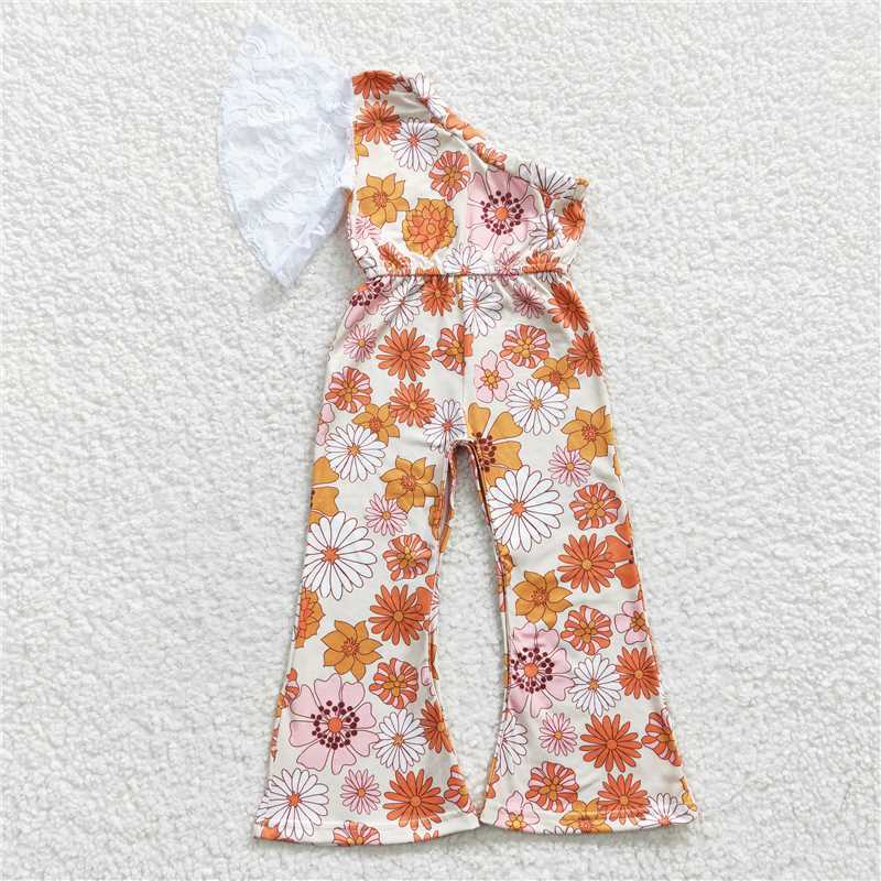 6.25 RTS NO MOQ Summer Baby Girls Bodysuit SR0211 Western Flower One Shoulder Jumpsuits