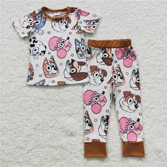 7.19 RTS NO MOQ Baby Boys Summer Sets BSPO0120 Cute Dogs Pajamas Clothes Sets