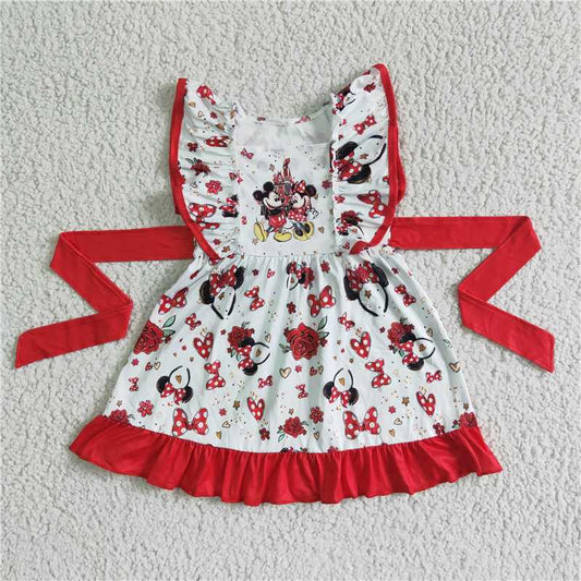 8.6 RTS NO MOQ Summer Baby Girls Dresses GSD0069 Cute mouse cartoon headband dresses