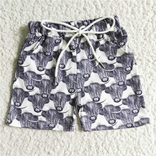 6.2 RTS NO MOQ Baby Boys Summer Pants SS0001 Cow Pocket Shorts Western Design