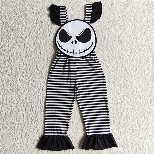 6.25 RTS NO MOQ Summer Baby Girls Bodysuit SR0081 Halloween Black Stripe Jumpsuits Overall