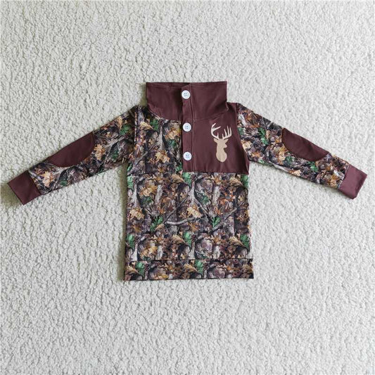 8.8 RTS NO MOQ Baby Boys Long Sleeve BT0078 Camo deer pullover button shirts