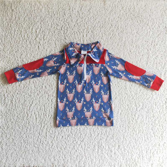 8.7 RTS NO MOQ Baby Boys Long Sleeve BT0071 Deer pullover long sleeve shirts