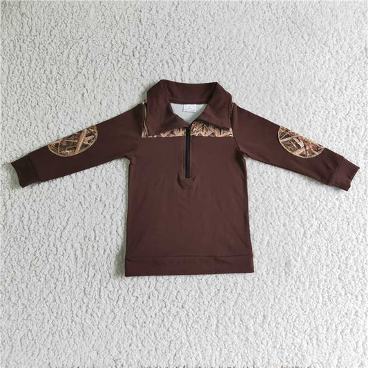 8.8 RTS NO MOQ Baby Boys Long Sleeve BT0070 Brown camo long sleeve pullovers Tops