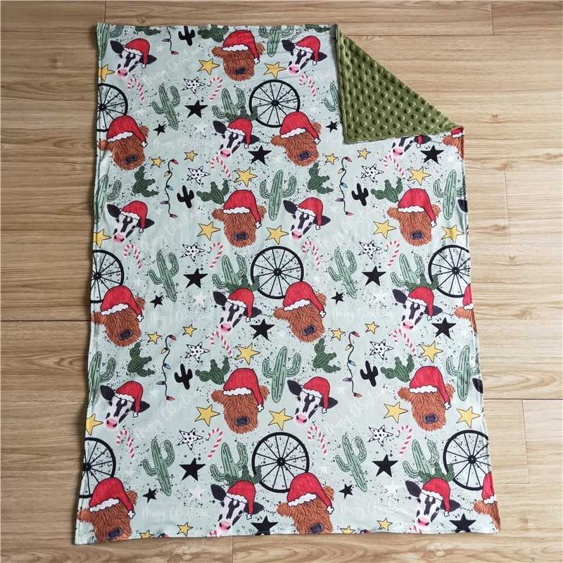 RTS NO MOQ Baby Kids Carpet BL0030 Highland Cow Cactus Christmas blankets