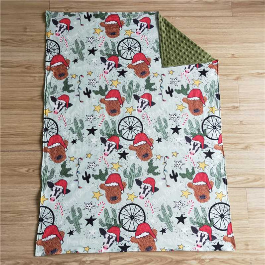 RTS NO MOQ Baby Kids Carpet BL0030 Highland Cow Cactus Christmas blankets